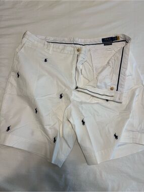 Ralph Lauren White Shorts with Navy Trim